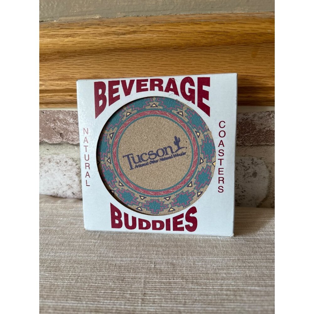 Beverage Buddies Sandstone Coasters Tucson Print Natural Solid